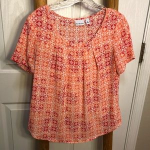 Kim Rogers peach print blouse, size S